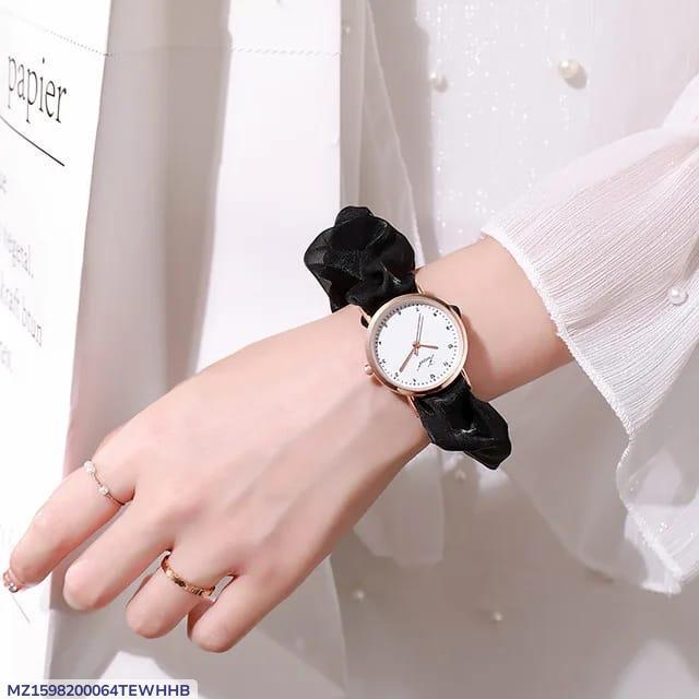 Stylish Women's Quartz Watch -1 Pc Water Resistant Bracelet Timepiece.