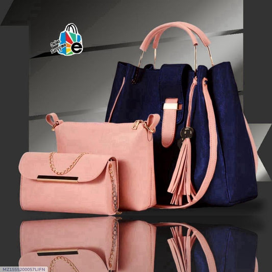 Girl's Rexine Plain Hand Bag Set